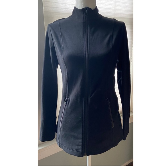 Soma Sport Black Workout Yoga Jacket Zip Up Size Medium Zip Pockets - Picture 3 of 16